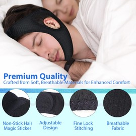 Chin Straps for Snoring - Effective Anti Snoring Devices - Adjustable Anti Snoring Devices - Soft and Breathable Anti-Snoring Chin Strap for Men and Women to Stop Snoring