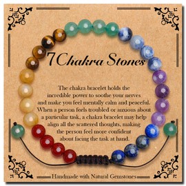 BONNY BOXX Braided Genuine 6mm Chakra - Stone of Balance Energy - Bracelet, Elegant Handcrafted Natural Gemstone Crystal Bracelet Healing Power Energy Inspirational Gifts with Card for Unisex