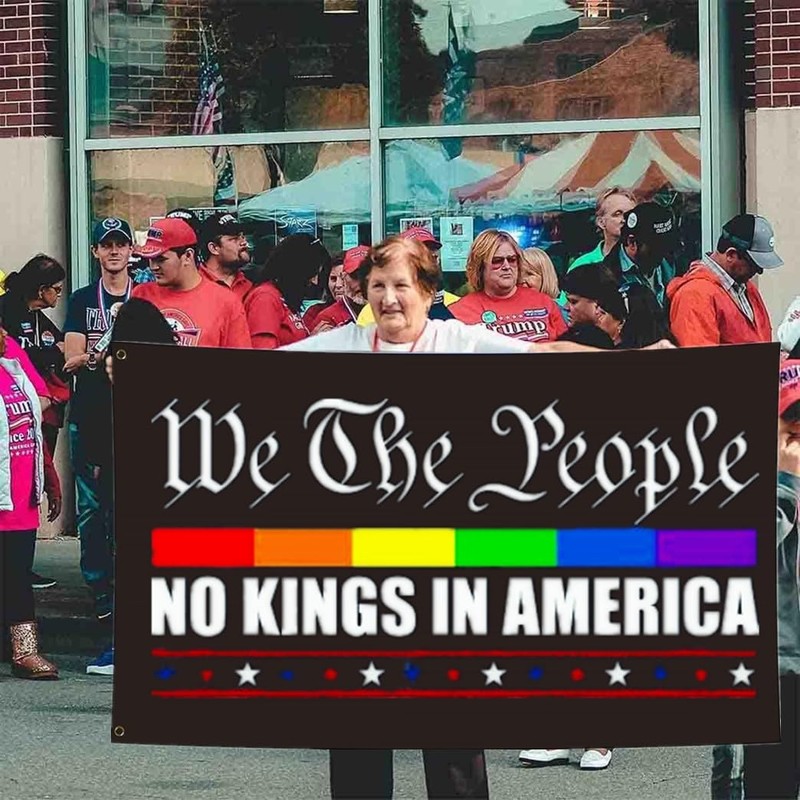 JOLCAHEU No Kings In America Flag 3x5FT,Flags with 2 Brass