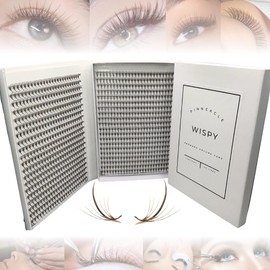 Promade Volume Fans | 1200 Fans | Premium Handmade Lashes For Professional Eyelash Extensions | Volume & Wispy Premade Fans | XXL Box - 40 lines - 0.07 - C,CC,D,L,M curl (5D Wispy | Brown | C curl | 9-13mm)