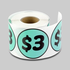 3 Dollar Sticker Labels - Perfect for Sales, Garage Sales, Dollar Stores - 300 Count Blue Circle Label - 2 Inch Stickers