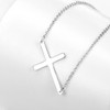 LEMONDROP 925 Sterling Silver Sideways Cross Necklace 18" + 2"
