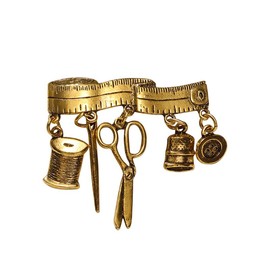 Vintage Scissors Thread Ruler Brooch Pin for Women Unisex Tailor Tool Brooches Lapel Pins Suit Collar Dress Accessories Scarf Decoration Jewelry for Tailor