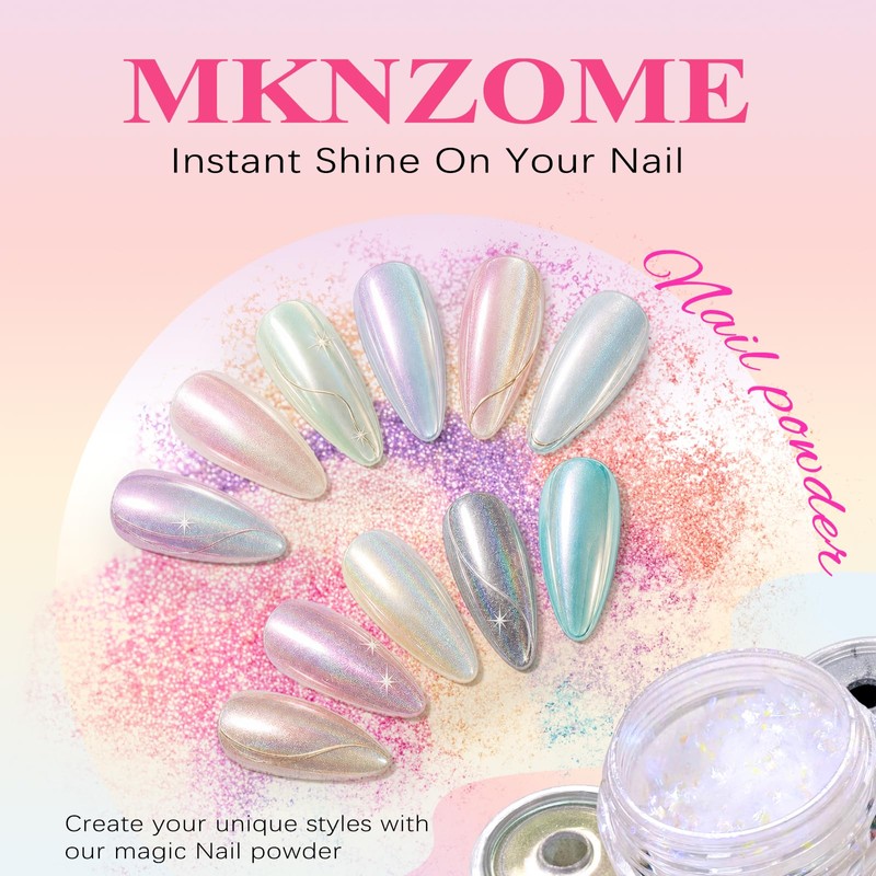 24 Colors Chrome Nail Powder Metallic Mirror Aurora Holographic