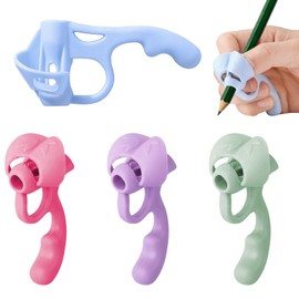 NYVOR Pack of 4 Children's Pencil Holders, Silicone Writing Aid for Pen, Children, Ergonomic Pencil Grips for Children for Right and Left-Handed Users as well as Adults, 4 Finger Pencil Grip