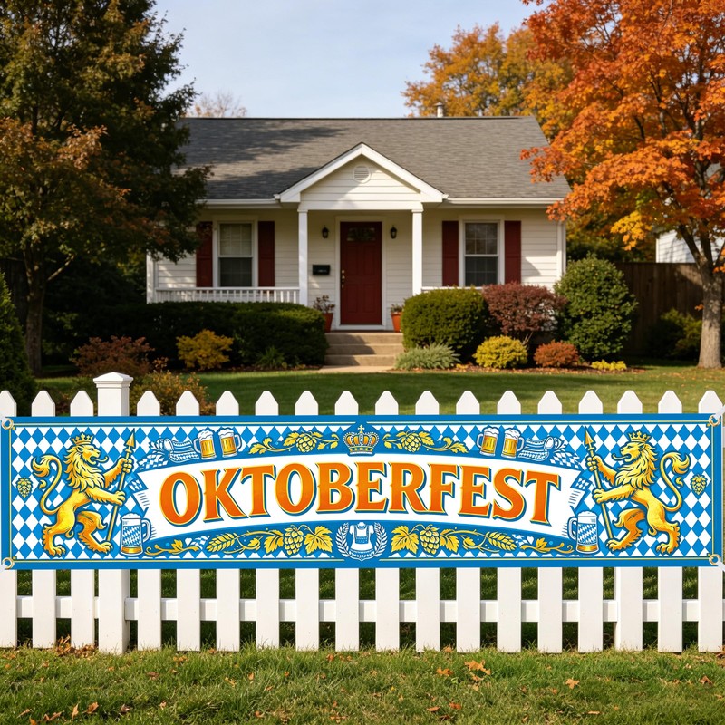 Oktoberfest Fence Banner, 8.2×1.6ft Large Bavarian Oktoberfest Banner
