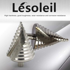 LESOLEIL Step Drill Bit 6-60 mm HSS Taper Drill Metal Sharp Hole Drill Precise Taper Drill Spiral Groove Peeling Drill Bit for Metal Wood Plastic Silver