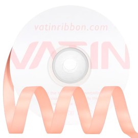 VATIN Double Face Peach Satin Ribbon 3/8" Continuous 25 Yards,Peach Polyester Fabric Ribbon use for Bows Bouquet, Gift Wrapping, Floral Arrangement Wedding Decoration