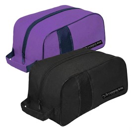 Waterproof Sports Boot/Shoe/Travel Bag for Football Cricket Rugby Golf Toiletry Gym for Men/Women (Black-Purple)
