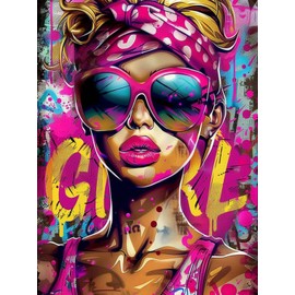 Tucocoo American Style Girl Diamond Painting Kits for Adults DIY 5D Full Drill Round Crystal Rhinestone Embroidery Arts Craft Easy Paint on Canvas for Home Wall Decor Gift 12x16 inch