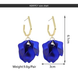 KBRPEY Earrings for Women Boho Flower Dangle Earrings Rose Petals Statement Earrings Vintage Exaggerated Flower Earrings for Women Dainty Earrings Jewellery Gifts(Blue)