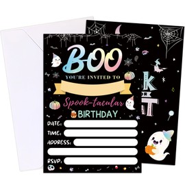 HEYINSHEN 20 Set Halloween Birthday Invitation Cards with Envelopes Spooky Birthday Invitation Card for Kids Trick or Treat Party Invitation Cards Ghost Invitations Card for Kid Adult Birthday Party