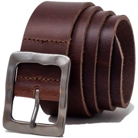 Ashford Ridge Made in England 38mm Full Hide Leather Belt with Vintage Style Buckle - Antique Brown XL