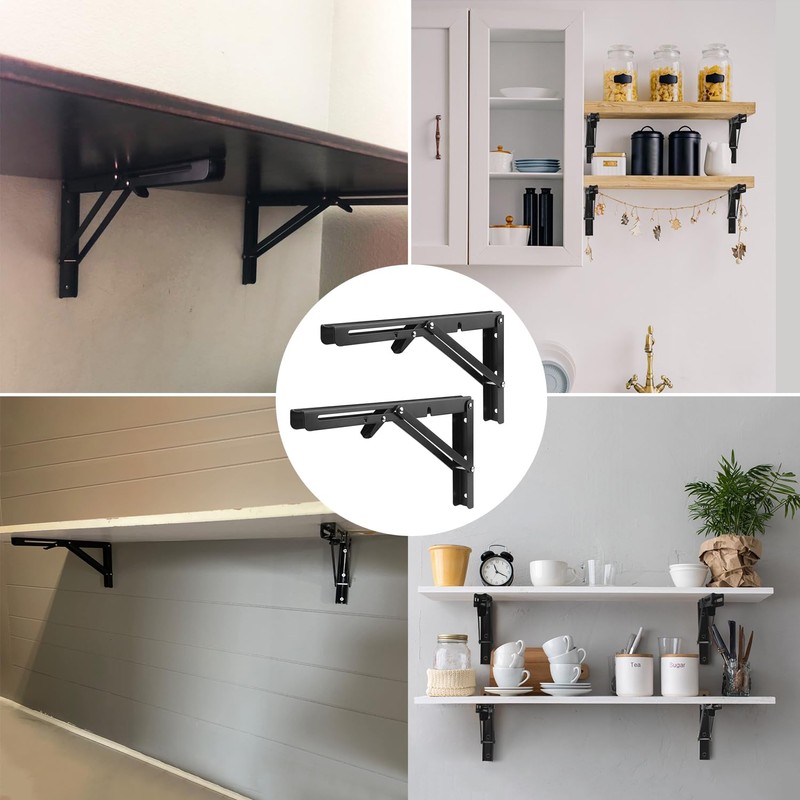 5 Pairs (10 PCS) 12 Inch Folding Shelf Brackets,Metal Collapsible