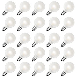 G40 Led Frosted White Replacement Light Bulbs, E12 Led Candelabra Globe Light Bulbs, 1.5 Inch Frosted String Lights Bulbs for Indoor Outdoor, 0.6 Watt E12/C7 Base Chandelier Light Bulbs-25 Pack