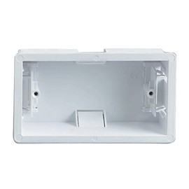Merriway BH04529 45mm (1.3/4 inch) Depth Double 2 Gang Moulded Pattress Hollow Wall Dry Lining Plasterboard Back Box, White