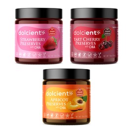 Dolcientis Preserves with Chia Seeds, 100% Natural, Sugar Free, Non GMO, Vegan, Gluten Free, Preservative Free Jelly, Additive Free, Low Calorie Paleo Friendly (Pack of 3) (Exotic)