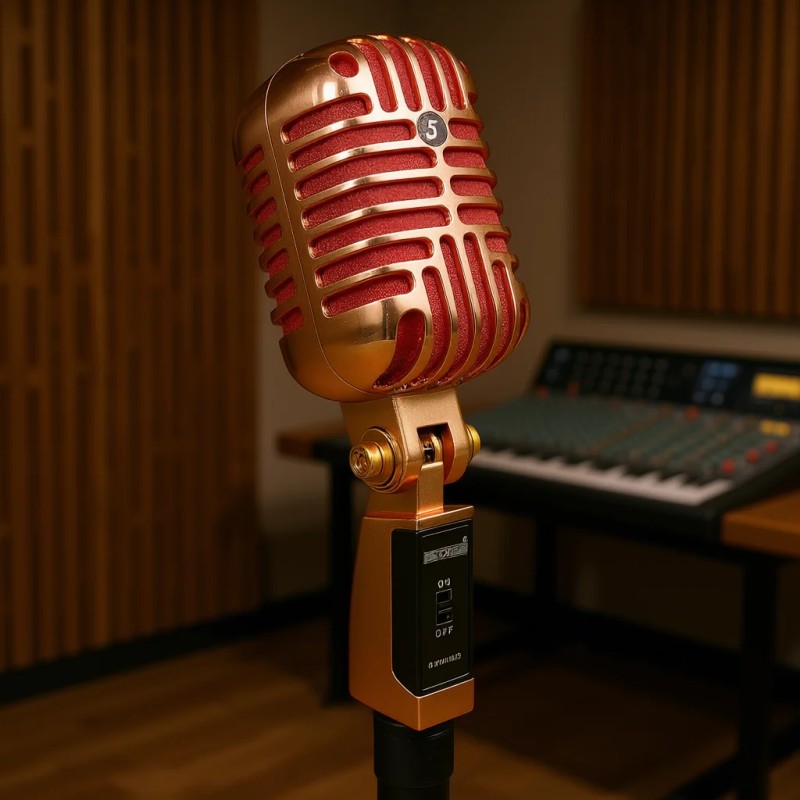 Classic Retro Dynamic Microphone Copper Metal Body XLR Input Universal