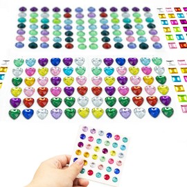 SZXMDKH autoadesiva con Strass Sticker 324 Pezzi Bling Gioielli Artigianali Gem Stickers for Crafts, Body, Unghie Fai da Te, Festival, Carnevale, Trucco.