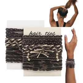 Babalet Boho Hair Ties, 12 PCS of 4 Styles Cute Bands for Thick Thin Hair, No Damage Elastic Bracelets, Hair Accessories for Girls and Women, Multicolor B