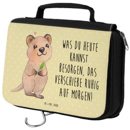Mr. & Mrs. Panda Quokka Happy Toiletry Bag, yellow, Hand Drawn