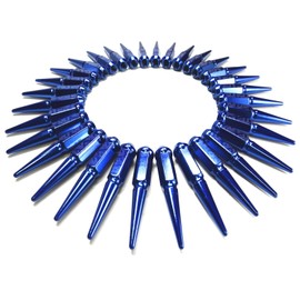 Set of 32 Blue Spiked Lug Nuts - 14 x 2.0mm - Fits Ford F150, F250, F350, Excursion, Expedition, Lincoln Mark LT, Navigator [5296B87]