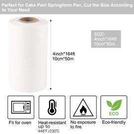 BYKITCHEN Backpapier Rolle, 10 cm x 50 m Backpapier zuschnitte, Klein Butterbrotpapier rolle, Antihaft Backpapier für Kuchenform, Springform und mehr