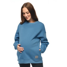 MijaCulture Maternity Wear 2-in-1 Nursing Jumper & Maternity Jumper Miley M020 (DE/NL/SE/PL, Alphanumeric, XXL, Regular, Regular, Petrol Blue)