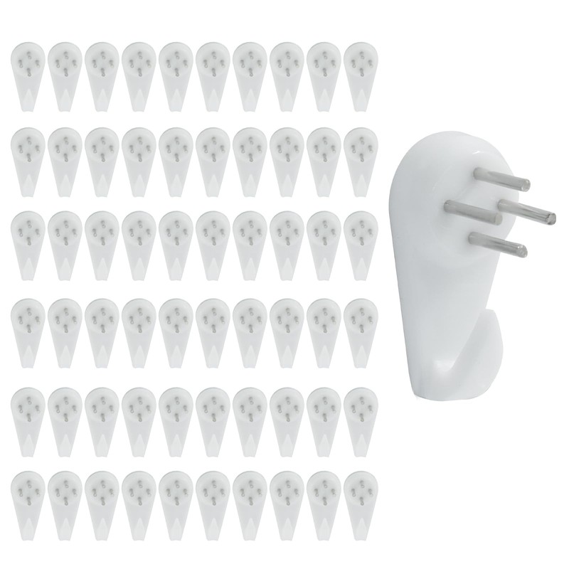 Rierdge 60 Pcs Non-Marking Hooks, Removable Hard Wall Hanging Hook