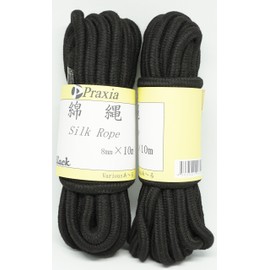 Praxia Cotton Silk Rope, Packing, Camping, Mountain Climbing, Thickness 0.3 x 39.8 ft (8 x 10 m), Black 2 Piece Set