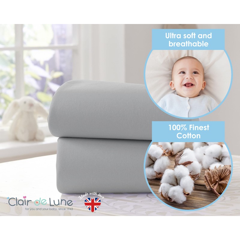 Clair de Lune Moses Basket Fitted Sheets | Value Pack