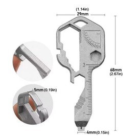 Keychain Bottle Opener Multi Tool,Stainless Steel Gadget, Portable Multi-Function Tools Wrench for Screw,Ruler and Bottle Opener,24 in 1 Total Routine Maintenance (2PCS)