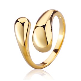 Teardrop Chunky Rings for Women Thick Statement Rings Adjustable Chunky Gold Rings Simple Stackable Band Rings (gold)