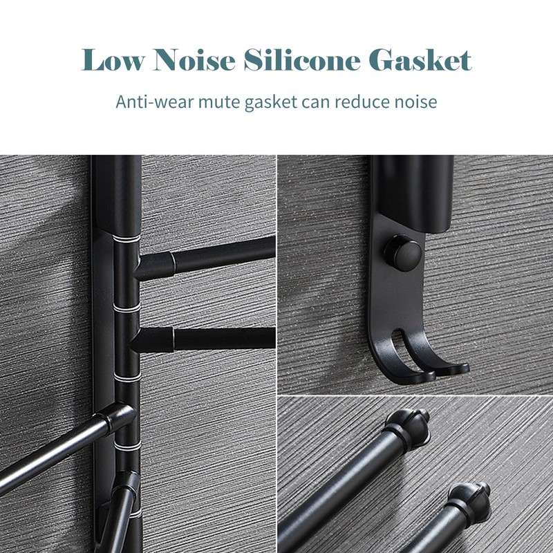 Swivel Out Towel Racks with Hooks 2-Bars Foldable Arms Bath