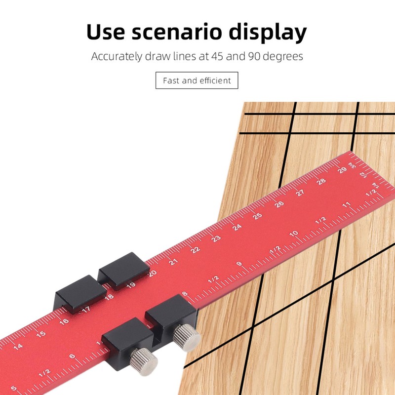 300mm Woodworking Scribing Ruler Aluminum Alloy Woodworking Pocket Slide Stop