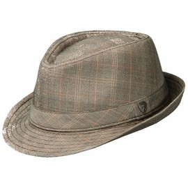 Dorfman Pacific Plaid Suiting Fedora with Self Trim HAT (L, Brown)