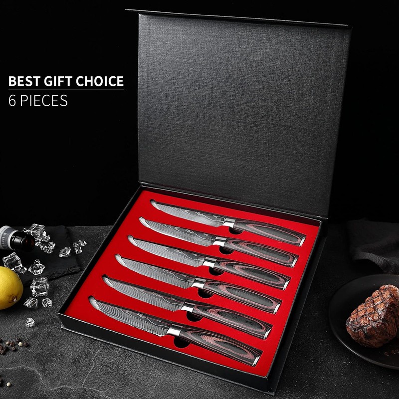 XT XITUO Serrated Steak Knife Set - 6pcs Premium 4.5