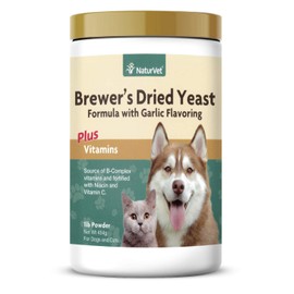 NaturVet – Brewer’s Dried Yeast Formula with Garlic Flavoring – Plus Vitamins – Supports Healthy Skin & Glossy Coat – Fortified with B-1, B-2, Niacin & Vitamin C – for Dogs & Cats