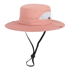 Kids-Breathable-Mesh-Bucket-Hat Wide Brim UV Protection Summer Outdoor Fishing Beach Sun Hat for Boys Girls 5-9 Years Pink