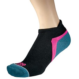1000Mile Activ Socklet Repreve Recycled Yarn Padded Heal Toe Flat Toe Seam Top Venting Padded AchillesTab Y Heel No slip Stability Running Walking Marathon Ultra Endurance Events Black/Pink/Teal L
