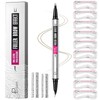 Curved Eyebrow Pencil with 10Pcs Stencils, 2-in-1 Dual-Ended Microblading Eyebrow