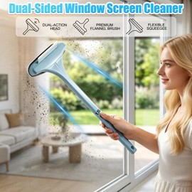 Window Screen Cleaner,2026New Upgraded 2in1 Detachable Window Cleaning Brush with Squeegee,Wet Dry Dual Use Multi-Functional Glass Net Cleaner Tool for Corners,Patio,Door,Porch Screens (Pink)