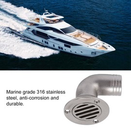 Acouto Boat Deck Drain 90 Degree Deck Drain Fittings 1.5in OD Deck Scupper 316 Stainless Steel Deck Drain End Adapter Plumbing Fittings for Marine Boat Yacht