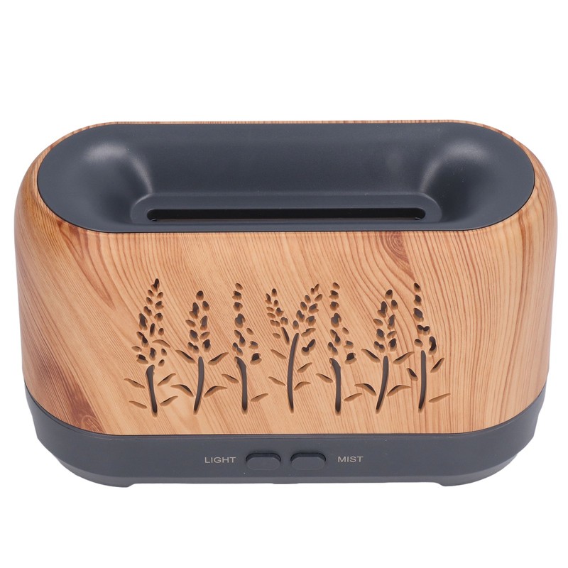 Humidifier 200ml Aroma Diffuser Wood Grain Flame Pattern Light Low