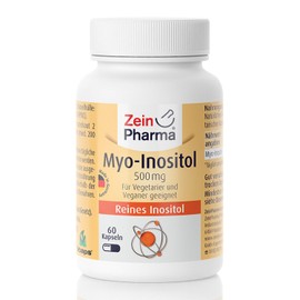ZeinPharma MyoInositol 500 mg 60 Kapseln Monatspackung Glutenfrei vegan koscher halal Hergestellt in Deutschland, Multicolour, Neutral, 35.5 gramm