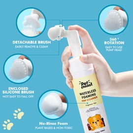 Dog Paw Cleaner 6.8Oz, Waterless Foaming Shampoo Paw Cleanser for Dogs, Cats, Foot Cleaner Brush, with 3 Silicone Brush & 1 Microfiber Absorbent Towel, Gentle, Fragrance-Free