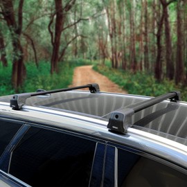 OMAC Aluminium Roof Racks Cross Bars Carrier for Volvo V90 Cross Country 2017-2024 Black Anti-Theft for Travel Kayak Canoe Surf Ski Snowboard Camping