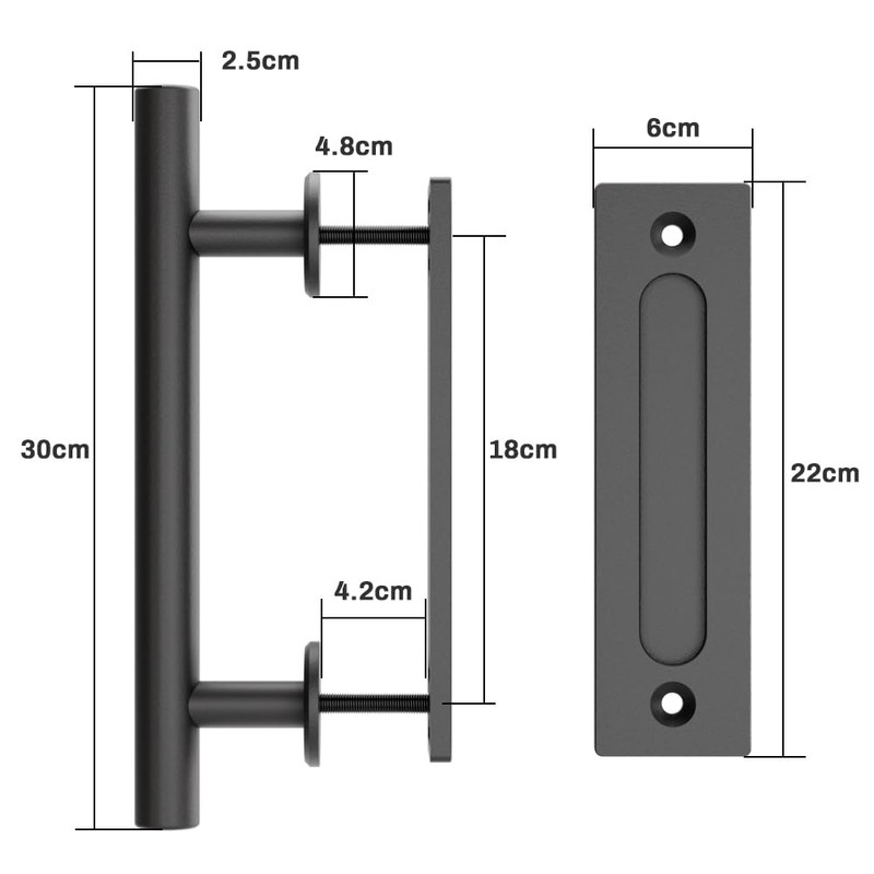 WOLFBIRD 30 cm Barn Door Handle, Sliding Door Pull Handle,