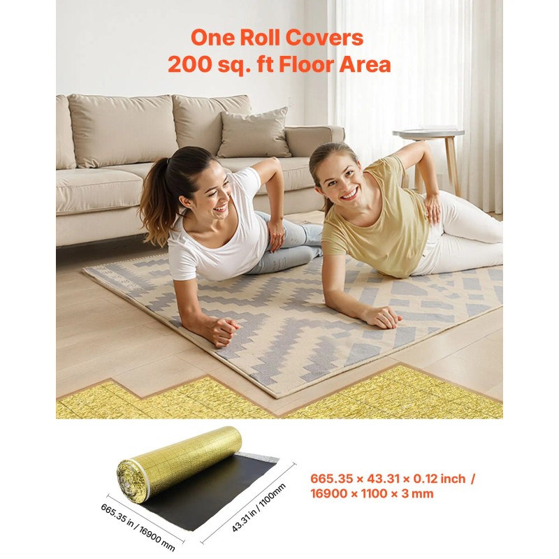 200 Sq. Ft./Roll Heavy Duty EPE Foam Flooring Underlayment 3