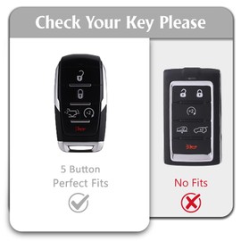 WORCAS for Dodge 2019-2023 5 Buttons Key Fob Cover,Premium Soft TPU Key Fob Cover Case Compatible with Dodge RAM 1500/2500/3500(Gold-White)